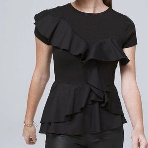 White House Black Market WHBM Party Tee BRAND NEW Black M